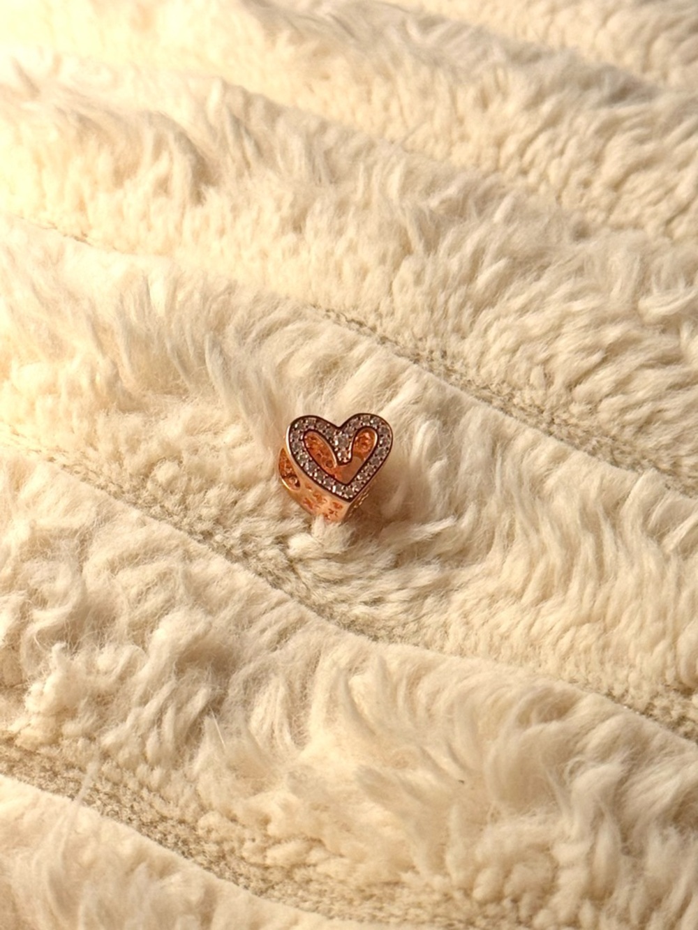 Rose Gold Heart Charm Ring with Crystal Accents Pandora